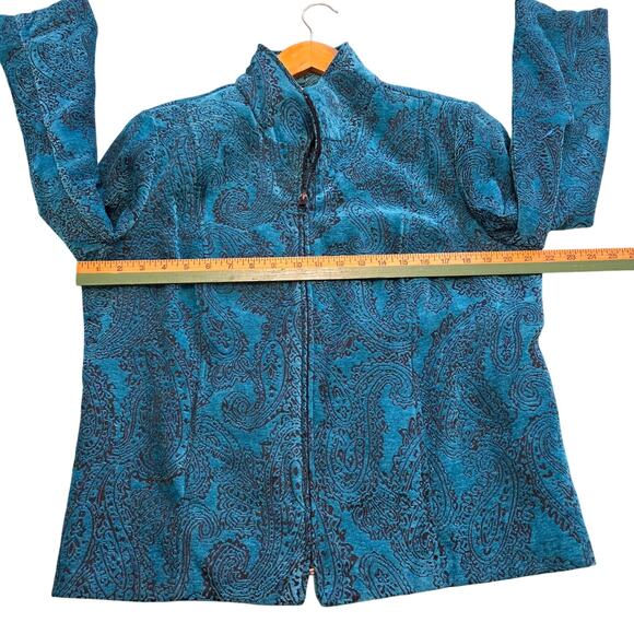 Dressbarn Woman's Size Large Teal Color Textured Lt. Weight Unlined Jacket R8 - Picture 8 of 8
